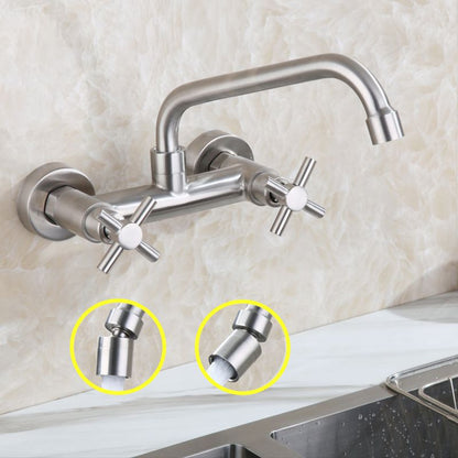 Rynx | Round 2-Handle Bathroom Faucet Single Hole Wall Mounted Bathroom Faucet