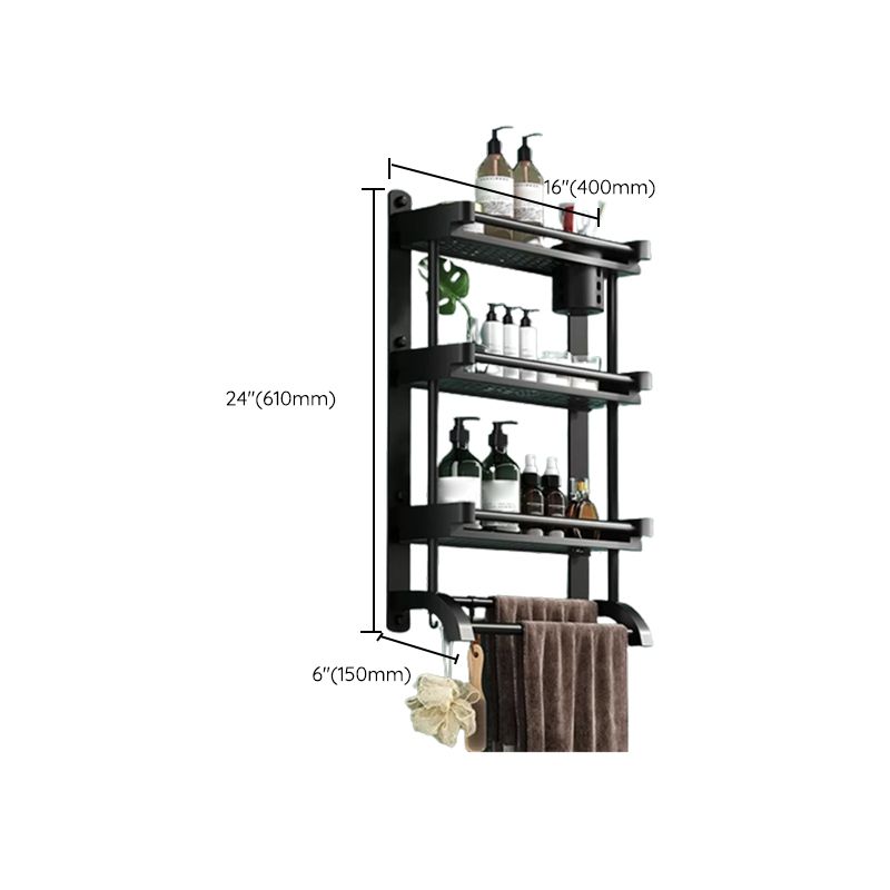 Rynx | Modern Black Bathroom Accessories Stainless Steel Fitting Set Bathroom Shelf