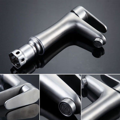 Rynx | Contemporary Stainless Steel Basin Tap Lever Handles Low Arc Basin Mixer