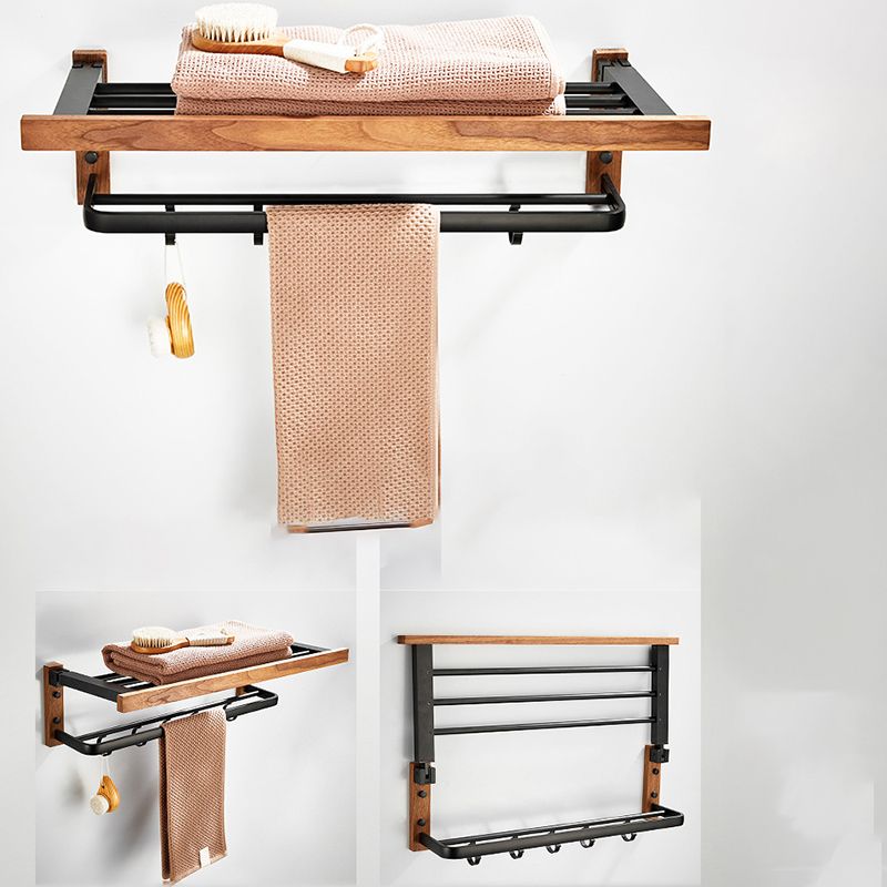 Rynx | Wood and Aluminum Bath Accessory Set Black Bathroom Accessory Kit