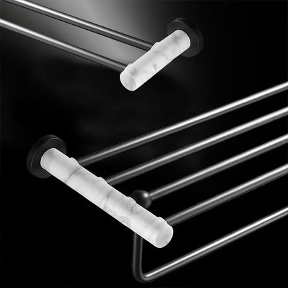 Rynx | Metal and Marble Bathroom Hardware Set as a Single Piece or as a Set in Black