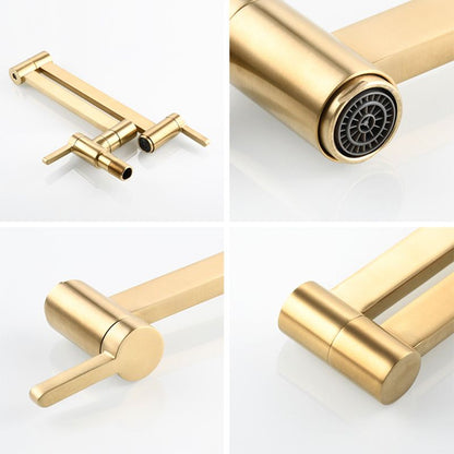 Rynx | 1-handle brushed nickel widespread faucet 1-hole wall-mounted bathroom faucet with brass