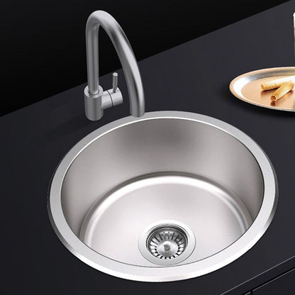 Rynx | Round Single Bowl Kitchen Sink Stainless Steel Sink with Drain Strainer Set