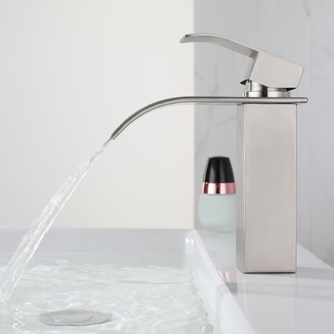 Rynx | Industrial Vessels Faucet Stainless Steel Lever Handles Waterfall Spout Bathroom Faucet