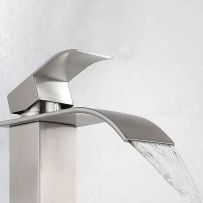 Rynx | Industrial Vessels Faucet Stainless Steel Lever Handles Waterfall Spout Bathroom Faucet