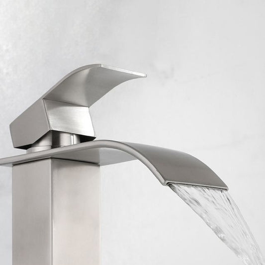 Rynx | Industrial Vessels Faucet Stainless Steel Lever Handles Waterfall Spout Bathroom Faucet