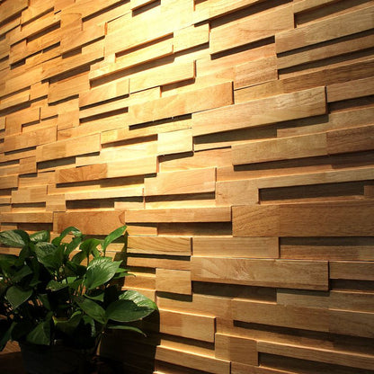 Rynx | Mosaic Wood Wall Cladding Glue Living Room Modern Style Wood Plank