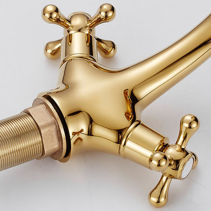 Rynx | Centered Basin Faucet Single Hole Bathroom Faucet with 2 Cross Handles