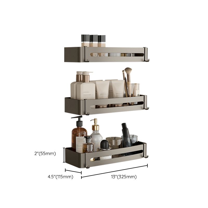 Rynx | Contemporary Aluminum Bathroom Accessory Set Grey Bath Shelf