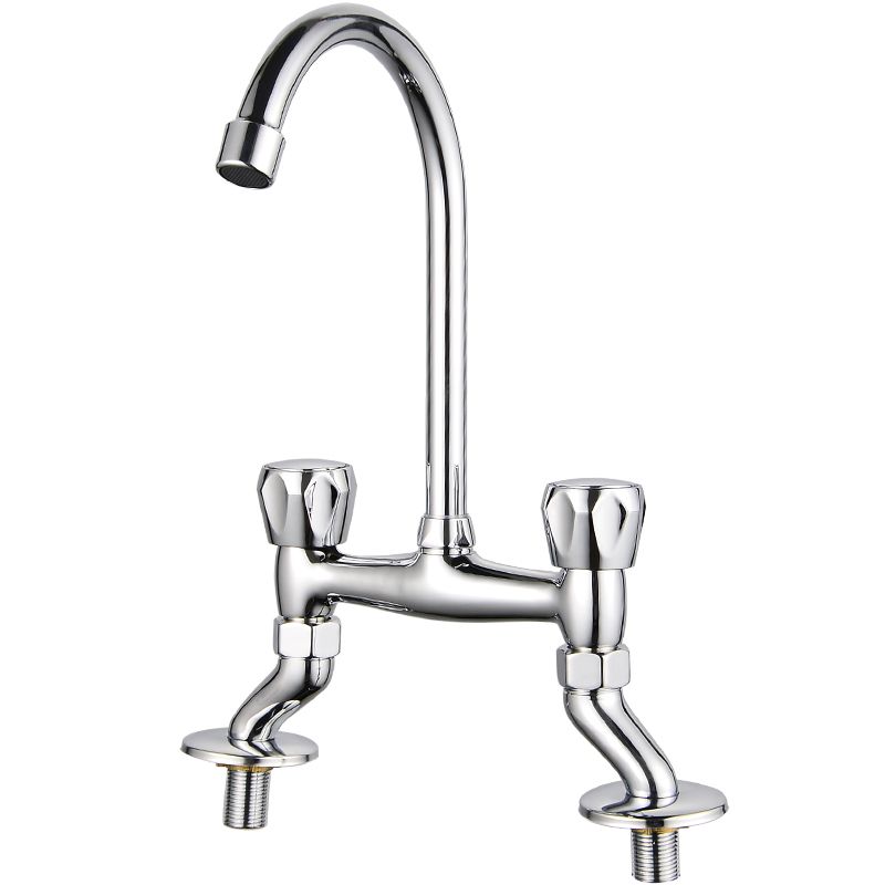 Rynx | Contemporary Widespread Sink Faucet Knob Handle Goose Neck Arc Solid Brass Faucet