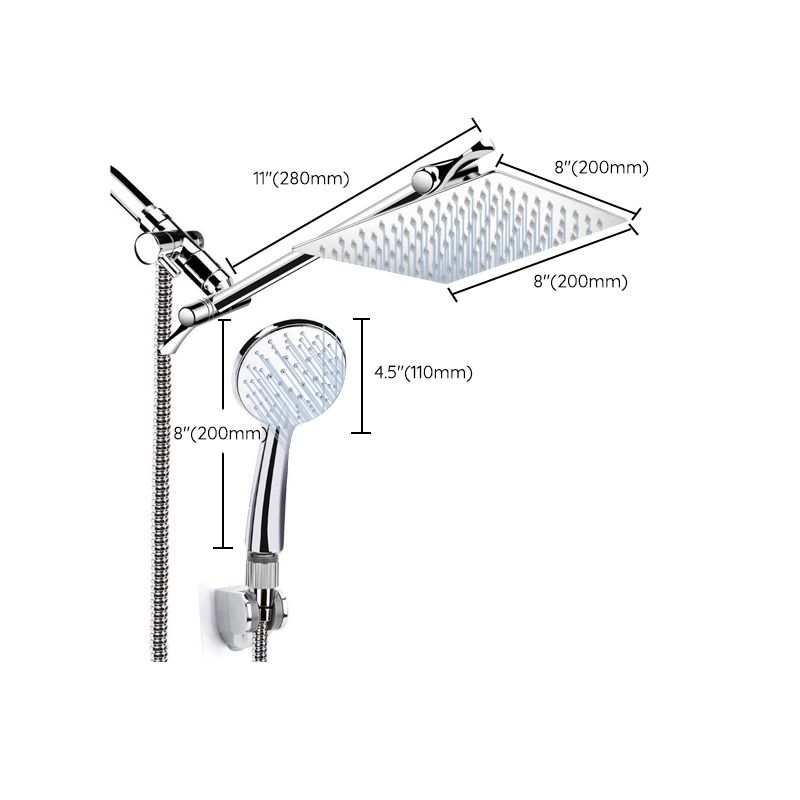 Rynx | Silver Dual Shower Head 3 Settings Medium Flow Wall Mounted Shower Head