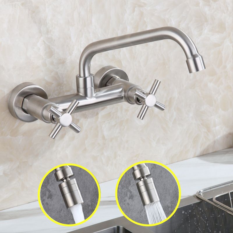 Rynx | Round 2-Handle Bathroom Faucet Single Hole Wall Mounted Bathroom Faucet