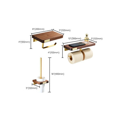 Rynx | 6-Piece Walnut Bathroom Accessory Set Metal Gold Bathroom Hardware Set