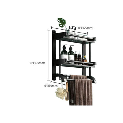 Rynx | Modern Black Bathroom Accessories Stainless Steel Fitting Set Bathroom Shelf