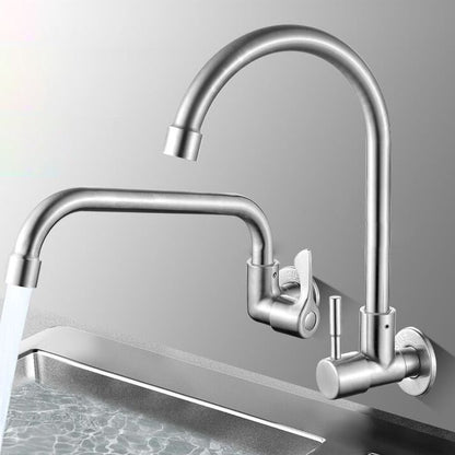 Rynx | Modern Bridge Water Faucet 304 Stainless Steel Knob Handle Swivel Spout Wall Mounted Faucet