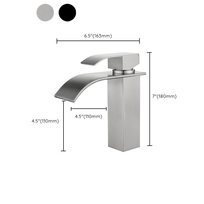 Rynx | Industrial Vessels Faucet Stainless Steel Lever Handles Waterfall Spout Bathroom Faucet
