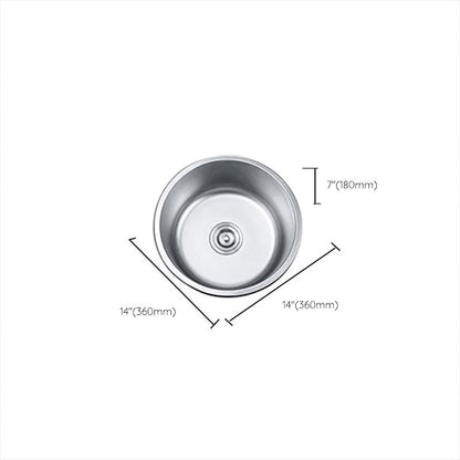 Rynx | Round Single Bowl Kitchen Sink Stainless Steel Sink with Drain Strainer Set