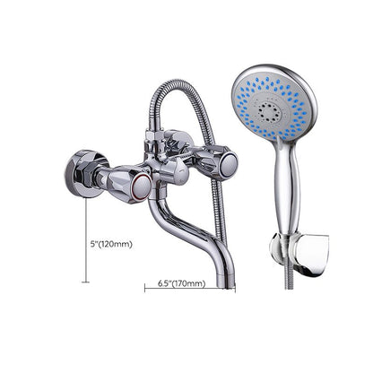Rynx | Chrome Bathroom Faucet Trim Wall-mounted Swing Faucet with Hand Shower