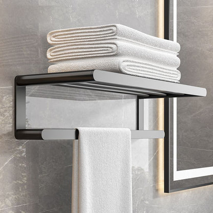 Rynx | Modern Bathroom Set with Bath Shelf/Towel Holder & Paper Holder Black Bathroom Hardware