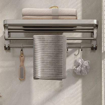 Rynx | Modern Bathroom Accessories Set in Gray with Bathroom Shelf/Towel Holder/Bathrobe Hook & Paper Holder
