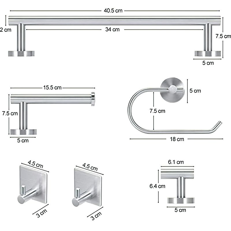 Rynx | Metal Simple Bathroom Accessories as a Single Piece or in a Set in Silver