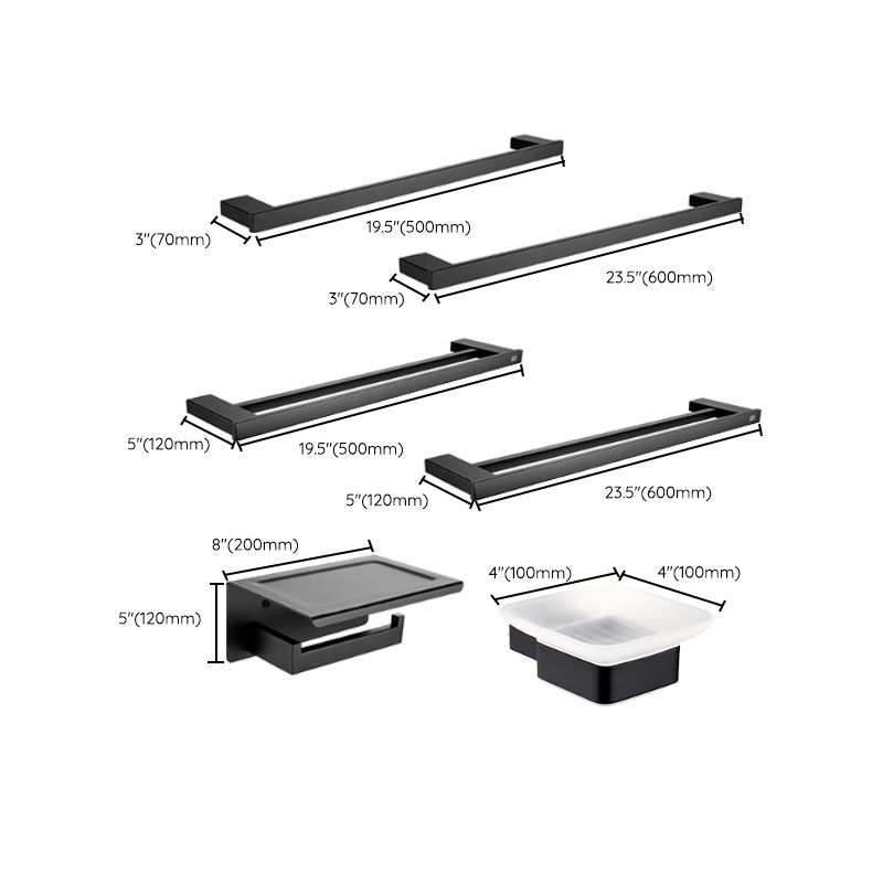 Rynx | 5-piece Modernism Bathroom Accessory Set in Matte Black Stainless Steel