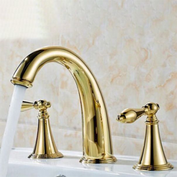 Rynx | Copper Deck-Mounted Roman Bathtub Faucet Low Arc Roman Bathtub Faucet Set