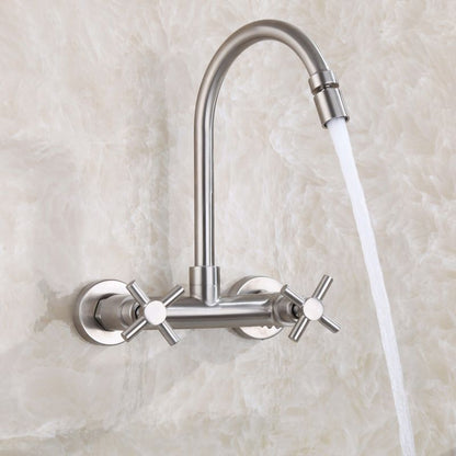 Rynx | Round 2-Handle Bathroom Faucet Single Hole Wall Mounted Bathroom Faucet
