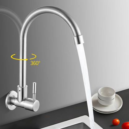 Rynx | Modern Bridge Water Faucet 304 Stainless Steel Knob Handle Swivel Spout Wall Mounted Faucet