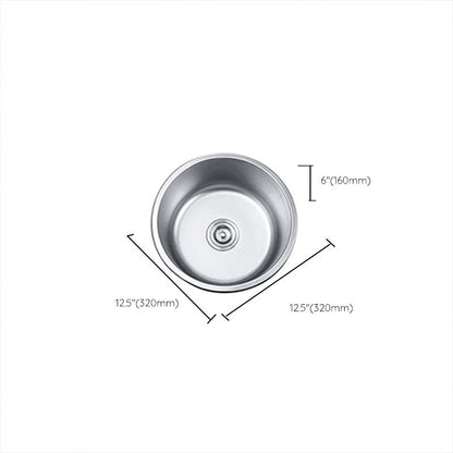 Rynx | Round Single Bowl Kitchen Sink Stainless Steel Sink with Drain Strainer Set