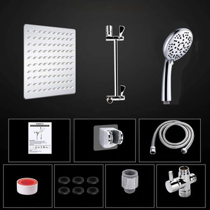 Rynx | Modern Style Dual Showerhead 9-Spray Silver Wall-Mounted Showerhead