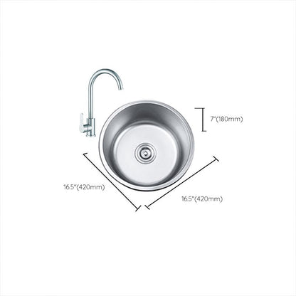Rynx | Round Single Bowl Kitchen Sink Stainless Steel Sink with Drain Strainer Set