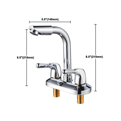 Rynx | 2-Handle Brushed Nickel Wide Spout Faucet 2-Hole Centered Bathroom Sink Faucet with Brass