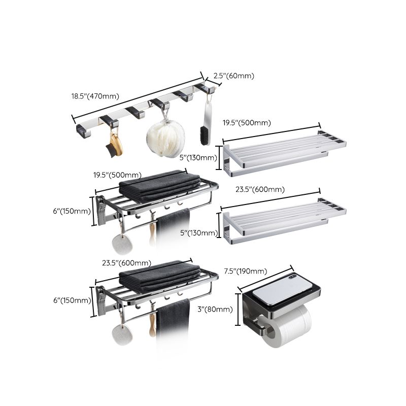 Rynx | 5-piece modern bathroom accessories as a single item or in a set Polished chrome bathroom set