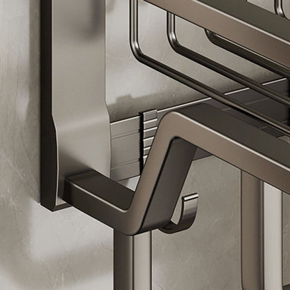 Rynx | Aluminum modern bathroom accessories set polished gray bathroom shelf/paper holder/robe hook