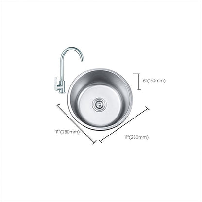 Rynx | Round Single Bowl Kitchen Sink Stainless Steel Sink with Drain Strainer Set