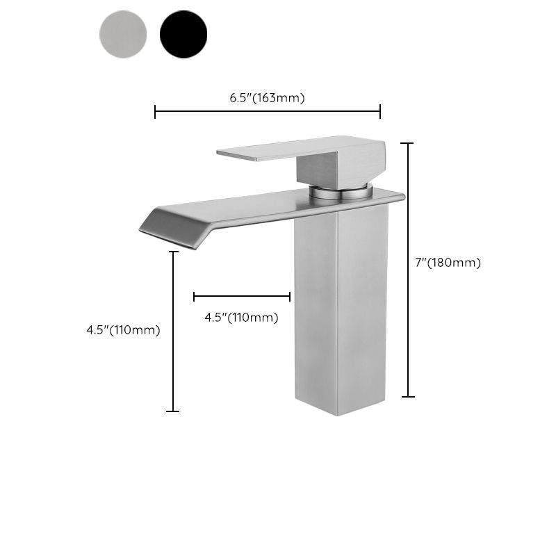 Rynx | Industrial Vessels Faucet Stainless Steel Lever Handles Waterfall Spout Bathroom Faucet