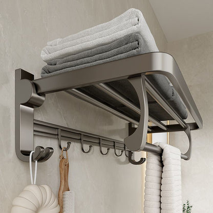 Rynx | Modern Bathroom Accessories Set in Gray with Bathroom Shelf/Towel Holder/Bathrobe Hook & Paper Holder