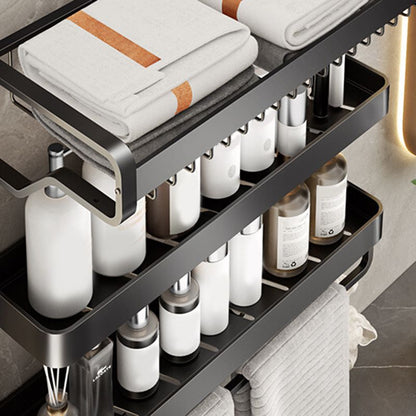 Rynx | Modern Bathroom Set Matte Black Bathroom Shelf Towel Holder Bathroom Accessories Set
