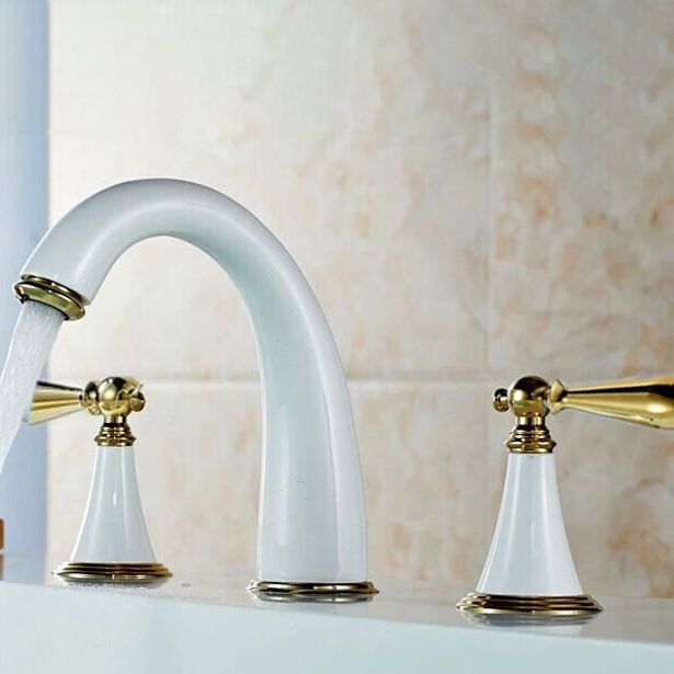 Rynx | Copper Deck-Mounted Roman Bathtub Faucet Low Arc Roman Bathtub Faucet Set