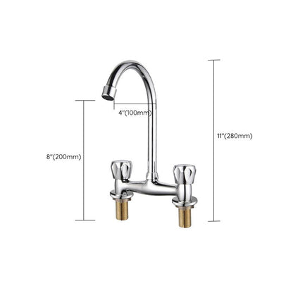 Rynx | Contemporary Widespread Sink Faucet Knob Handle Goose Neck Arc Solid Brass Faucet