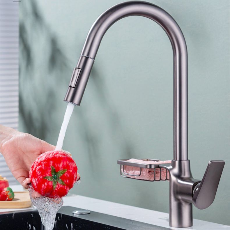 Rynx | Goose Neck Kitchen Sink Faucet Three-Way Flow with Pull-Down Spray Head
