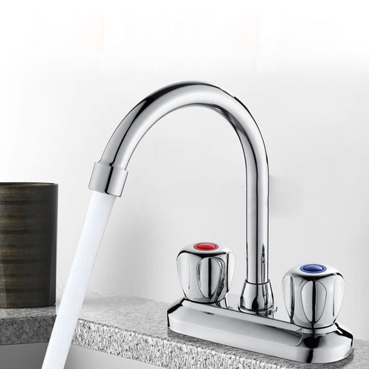 Rynx | 2-handle brass bathroom faucet modern high arch central crane