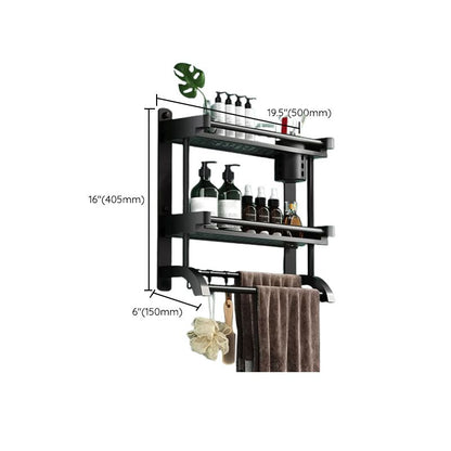 Rynx | Modern Black Bathroom Accessories Stainless Steel Fitting Set Bathroom Shelf