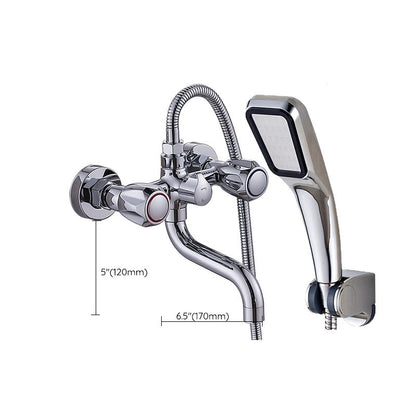 Rynx | Chrome Bathroom Faucet Trim Wall-mounted Swing Faucet with Hand Shower