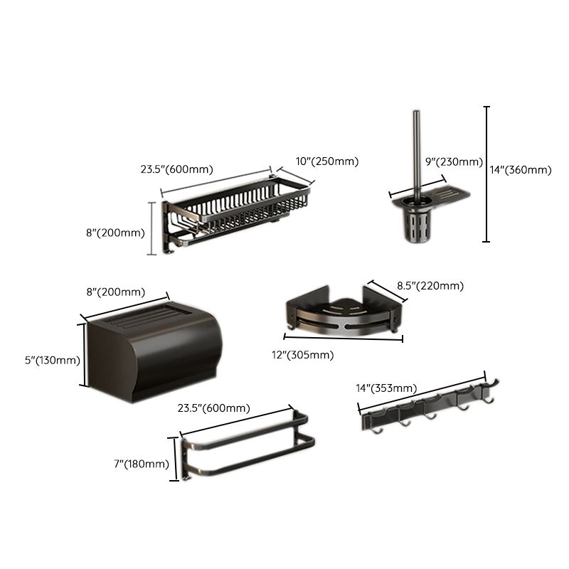 Rynx | Modern Bathroom Accessories Set Black Bath Shelf Bath Accessories Set