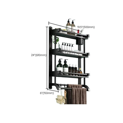 Rynx | Modern Black Bathroom Accessories Stainless Steel Fitting Set Bathroom Shelf