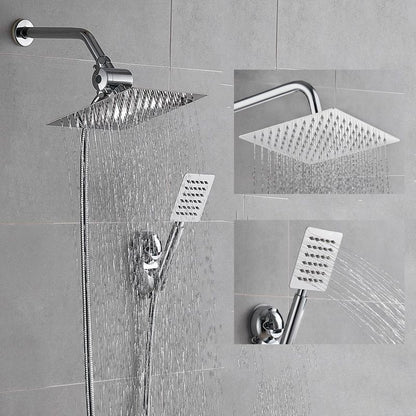 Rynx | Silver Square Double Shower Head Modern Water Filtration Wall-Mounted Shower Head