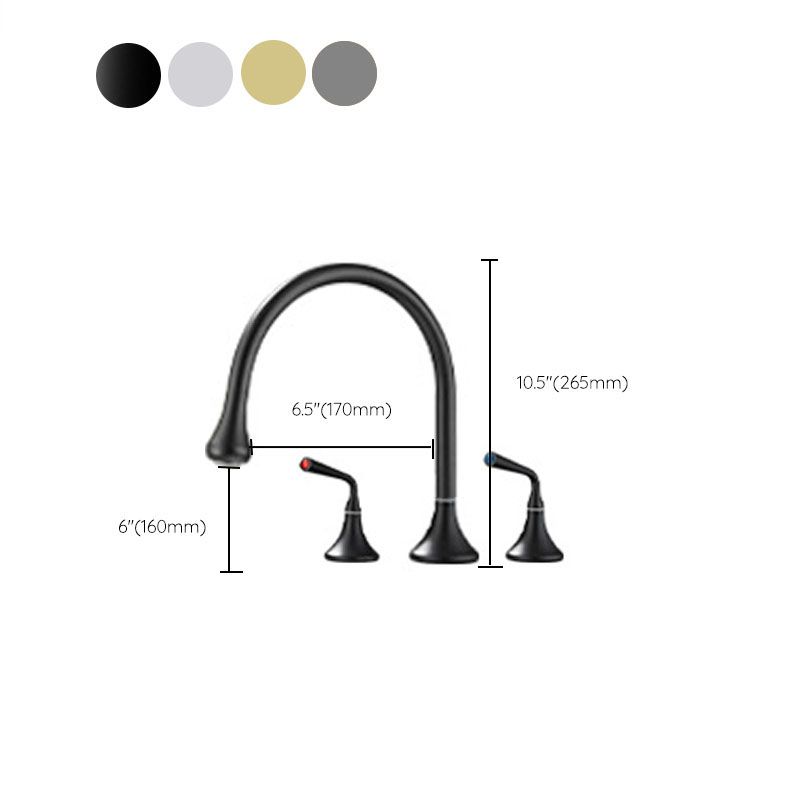 Rynx | Double Handle Tub Spout Deck Mounted High Arc Brass Modern Roman Tub Spout