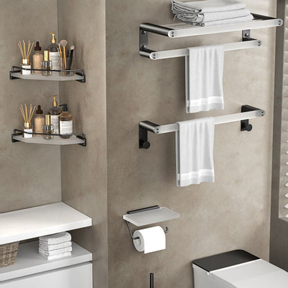 Rynx | Modern Bathroom Accessory Set Bathroom Shelf Towel Holder Black Bathroom Accessory Set